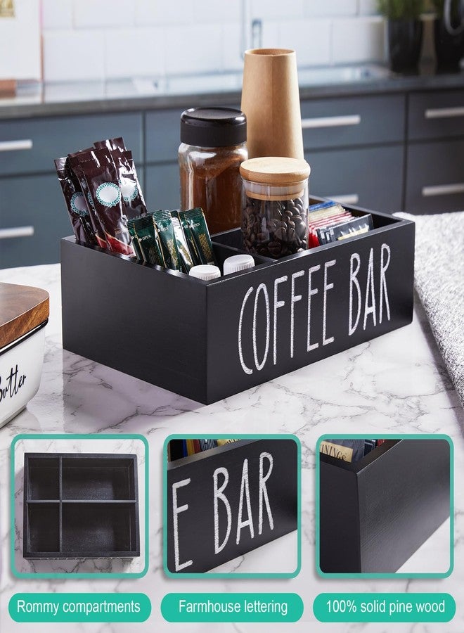 ALELION Coffee Station Organizer - Wood Countertop Accessories Organizer with Removable Dividers for Pods Condiment Syrup Tea Cups Stirrers - for Farmhouse Coffee Bar Decor - Image 5